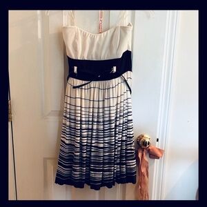 Elegant Black and White Striped Dress